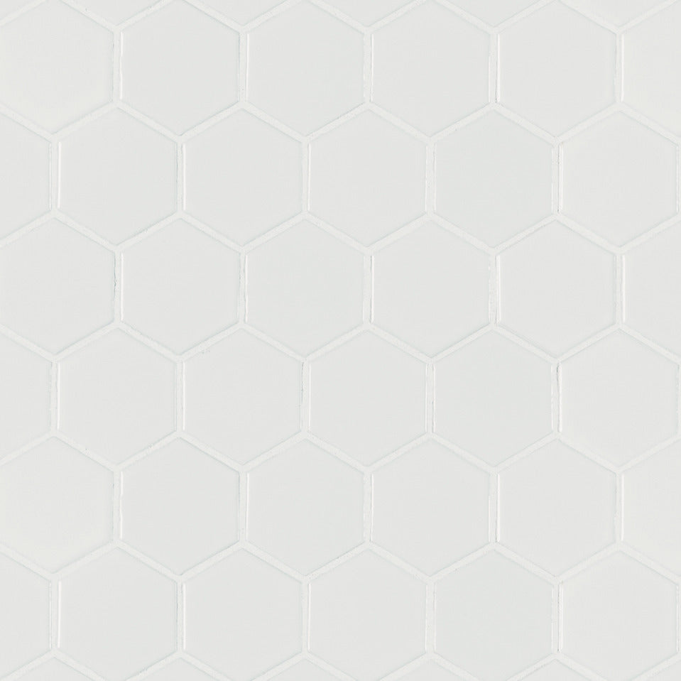 White 2" Hexagon Glossy + Matte