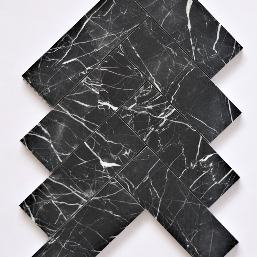 Herringbone - 2" x 6" Black