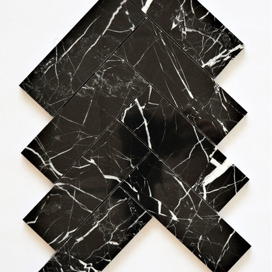 Herringbone - 2" x 6" Black