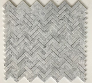 1"x3" Carrara Herringbone Polished