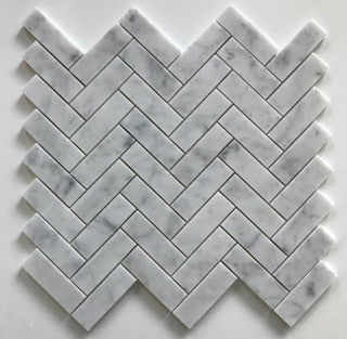 1"x3" Carrara Herringbone Polished