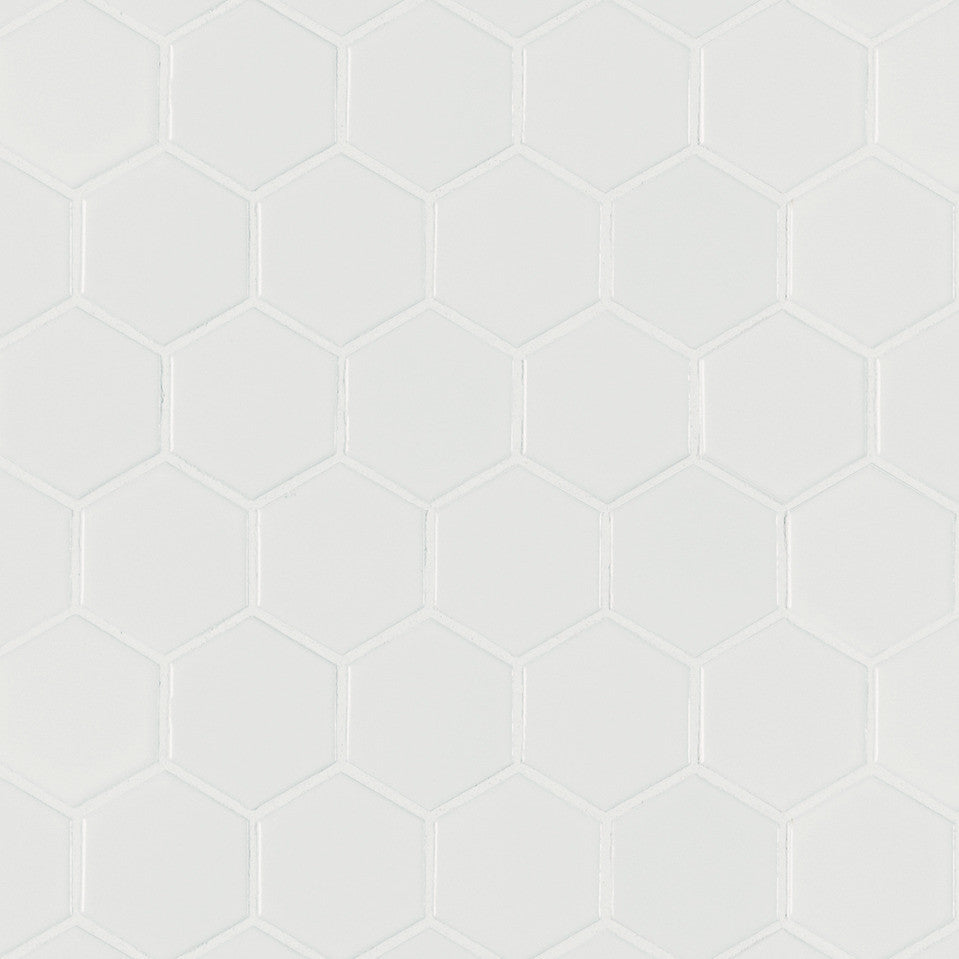 White 2" Hexagon Glossy + Matte