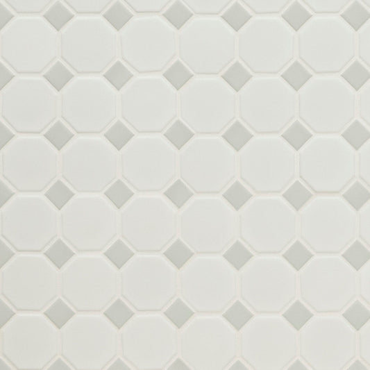 Octagon & Dot - White and Gray Matte