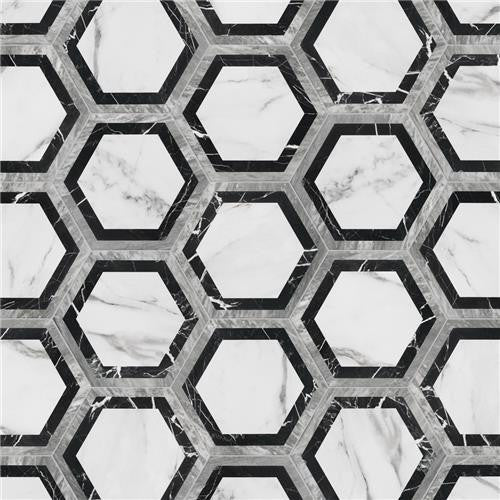 Bailey Marble Look Porcelain Hex