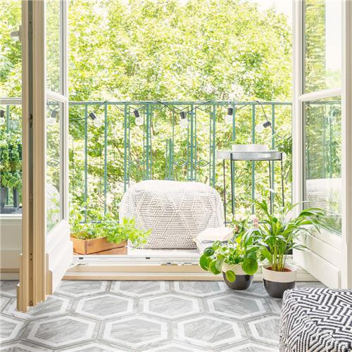 Bailey Marble Look Porcelain Hex