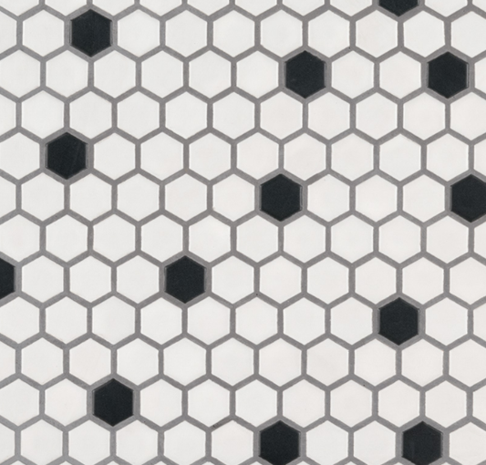 1" Hexagon - Black & White