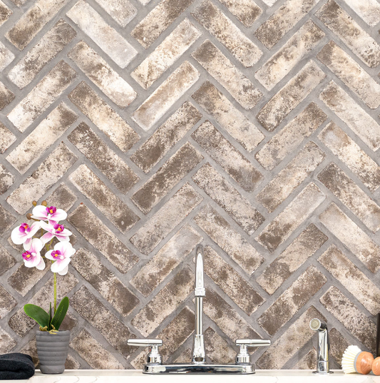Bricco Plaza Taupe Clay Herringbone