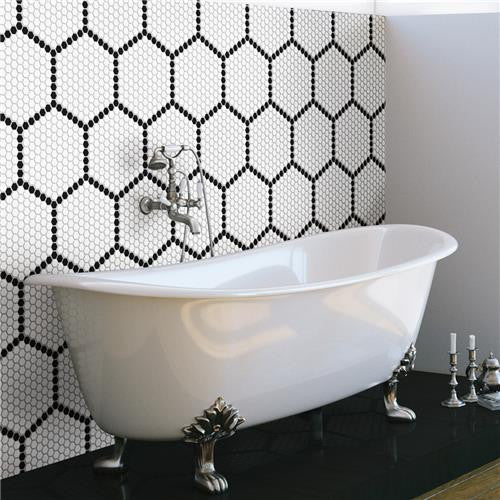 Mavis Geo Edge 1" Hex Porcelain Mosaic Matte