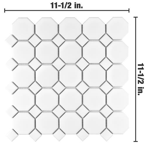 Mavis Octagon Matte White Porcelain Mosaic