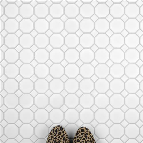 Mavis Octagon Matte White Porcelain Mosaic
