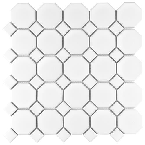 Mavis Octagon Matte White Porcelain Mosaic
