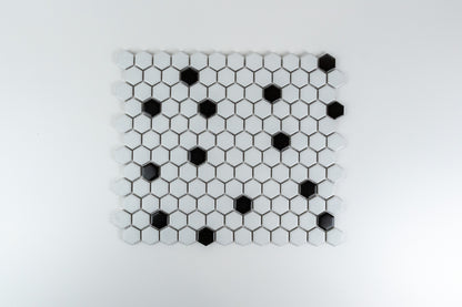1" Hexagon - Black & White