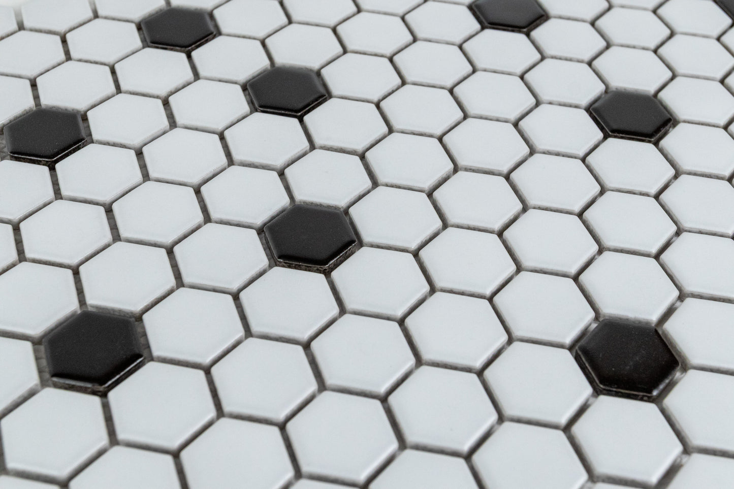 1" Hexagon - Black & White