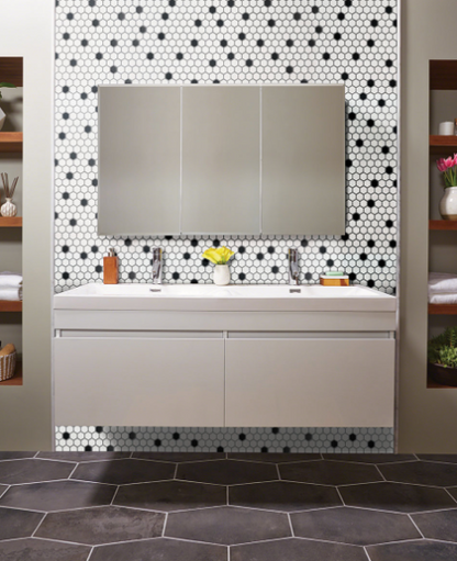1" Hexagon - Black & White