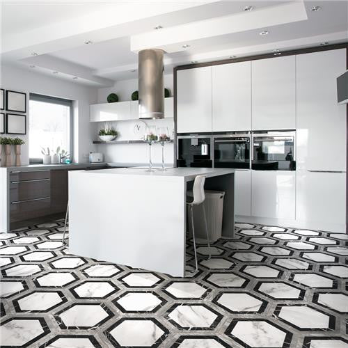 Bailey Marble Look Porcelain Hex