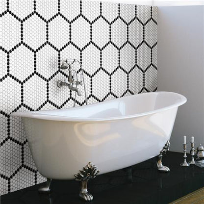 Mavis Geo Edge 1" Hex Porcelain Mosaic Matte