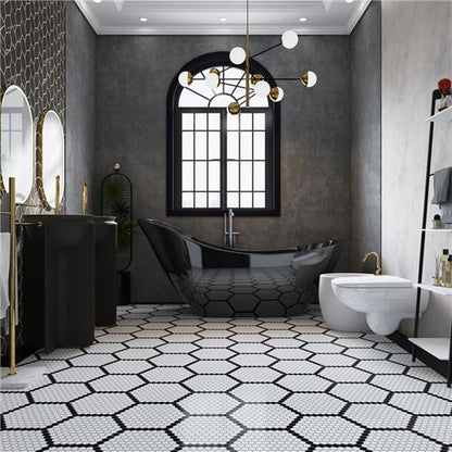 Mavis Geo Edge 1" Hex Porcelain Mosaic Matte