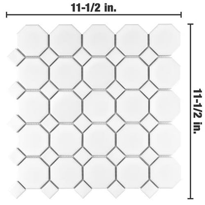 Mavis Octagon Matte White Porcelain Mosaic