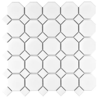 Mavis Octagon Matte White Porcelain Mosaic